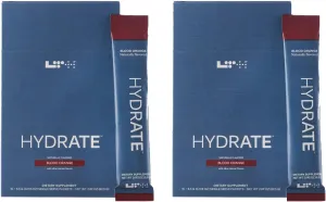 LTH Hydrate Hydration Mix - Trusted by Life Time Fitness Members - NSF Certified for Sport - Electrolyte Powder - Plant-Based, Non-GMO, Gluten Free - 15 Single-Serve Packets (Blood Orange) - 2-Pack