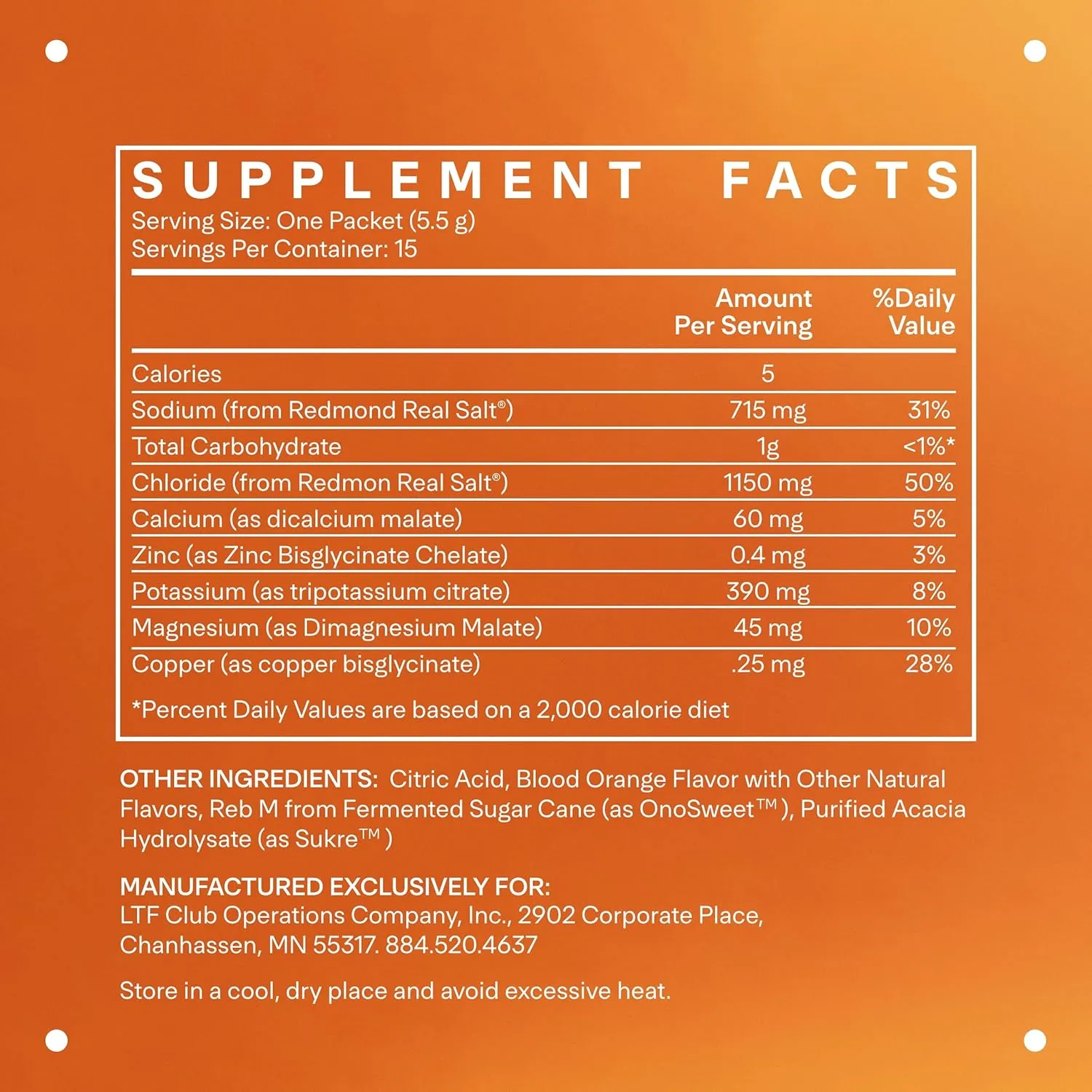LTH Hydrate Hydration Mix - Trusted by Life Time Fitness Members - NSF Certified for Sport - Electrolyte Powder - Plant-Based, Non-GMO, Gluten Free - 15 Single-Serve Packets (Blood Orange) - 2-Pack