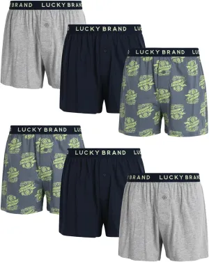 Lucky Brand Boxers for Men – 6 Pack Knitted Mens Underwear with Functional Fly - Classic Mens Boxers (S-XXL)