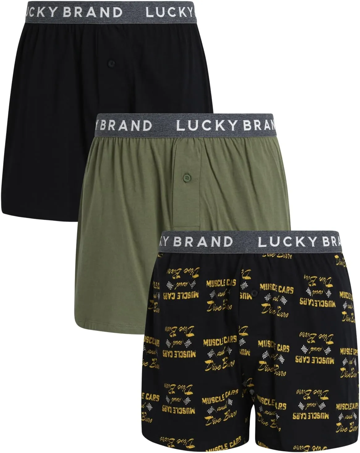 Lucky Brand Men's Boxer Shorts – 3 Pack Knitted Mens Underwear Boxers with Functional Fly - Classic Boxers for Men (S-XXL)