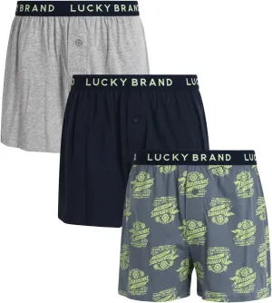Lucky Brand Men's Boxer Shorts – 3 Pack Knitted Mens Underwear Boxers with Functional Fly - Classic Boxers for Men (S-XXL)