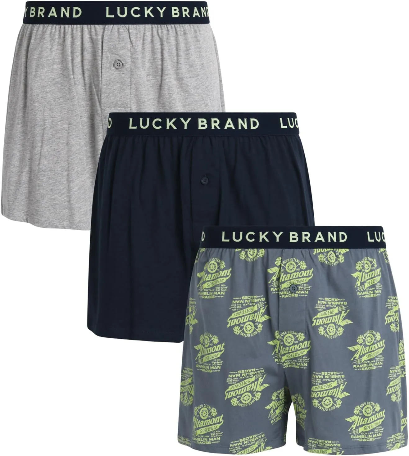 Lucky Brand Men's Boxer Shorts – 3 Pack Knitted Mens Underwear Boxers with Functional Fly - Classic Boxers for Men (S-XXL)