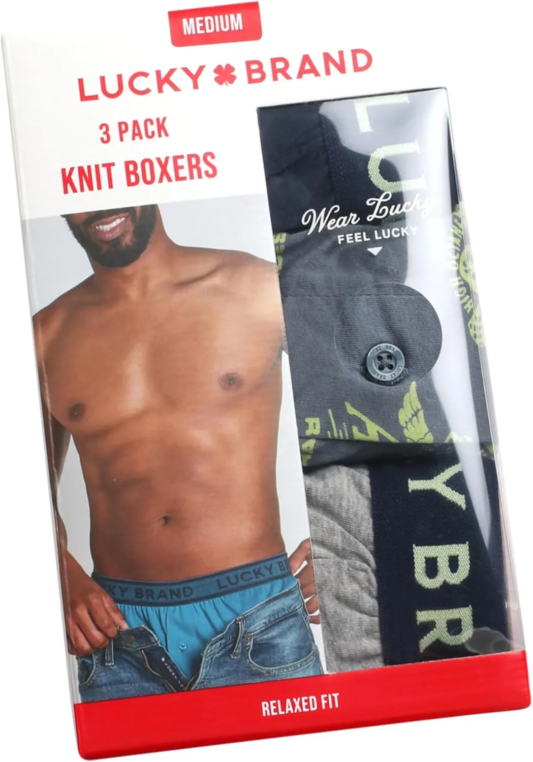 Lucky Brand Men's Boxer Shorts – 3 Pack Knitted Mens Underwear Boxers with Functional Fly - Classic Boxers for Men (S-XXL)