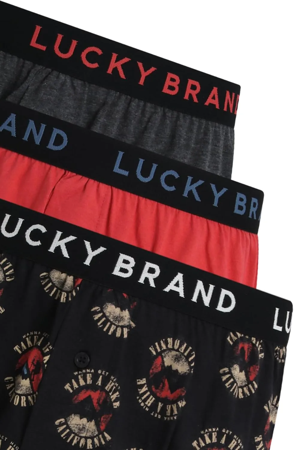 Lucky Brand Men's Boxer Shorts – 3 Pack Knitted Mens Underwear Boxers with Functional Fly - Classic Boxers for Men (S-XXL)