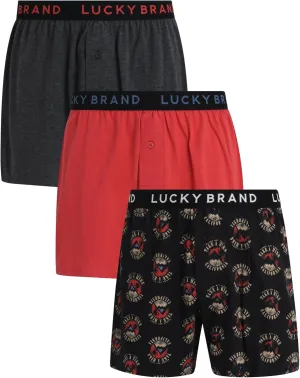 Lucky Brand Men's Boxer Shorts – 3 Pack Knitted Mens Underwear Boxers with Functional Fly - Classic Boxers for Men (S-XXL)
