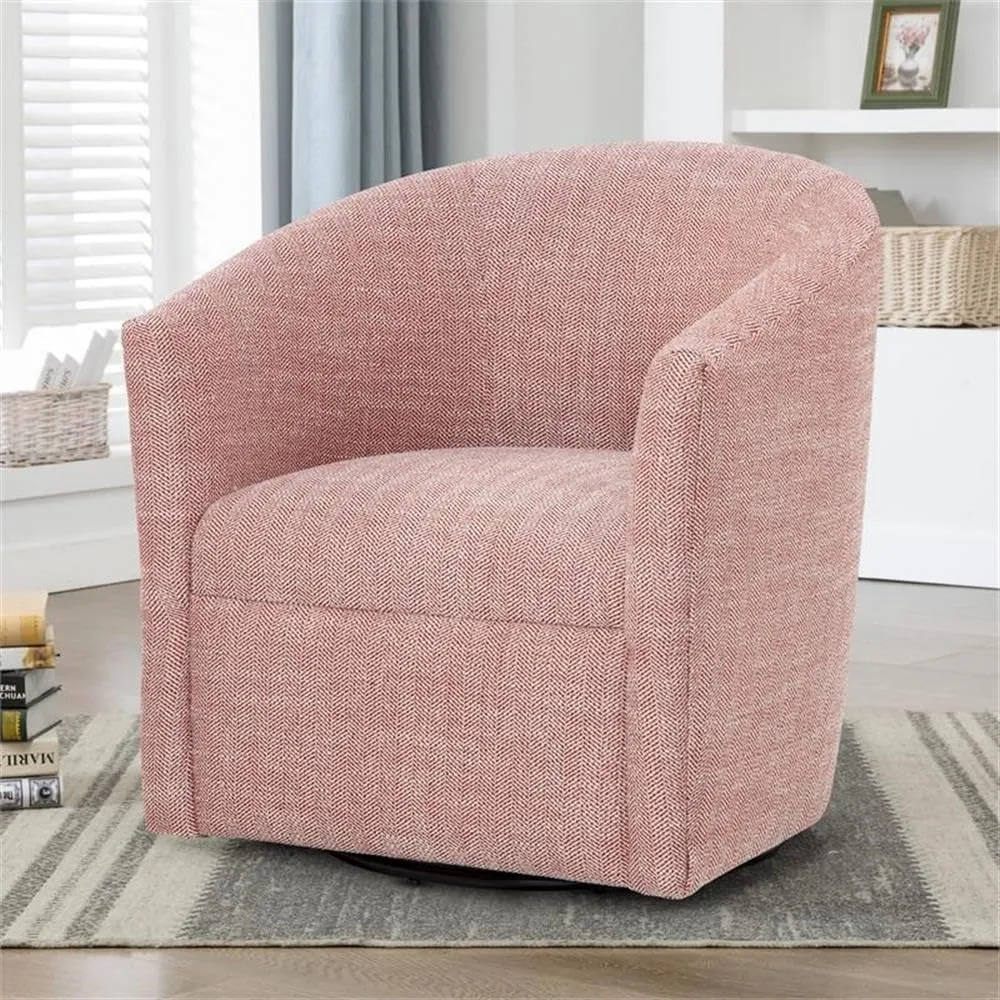 Lynton Henna Brick Red Fabric Swivel Accent Chair