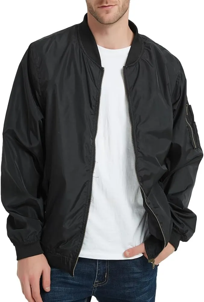 MADHERO Mens Bomber Jacket Lightweight Slim Fit Softshell Windbreaker