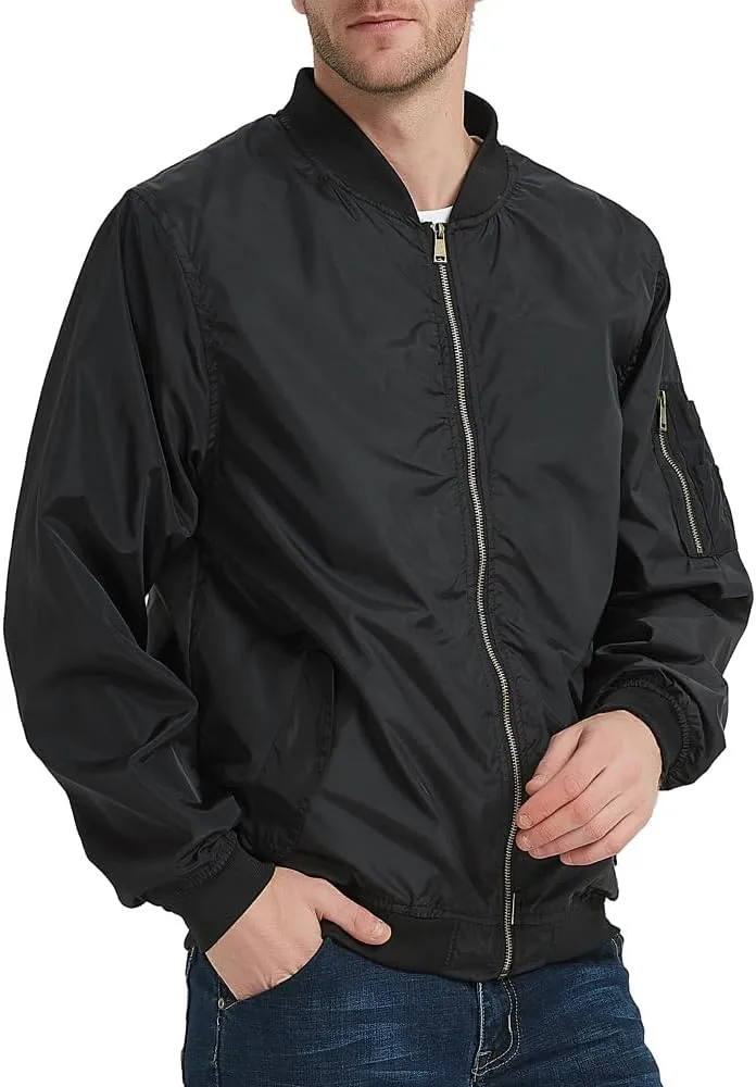 MADHERO Mens Bomber Jacket Lightweight Slim Fit Softshell Windbreaker