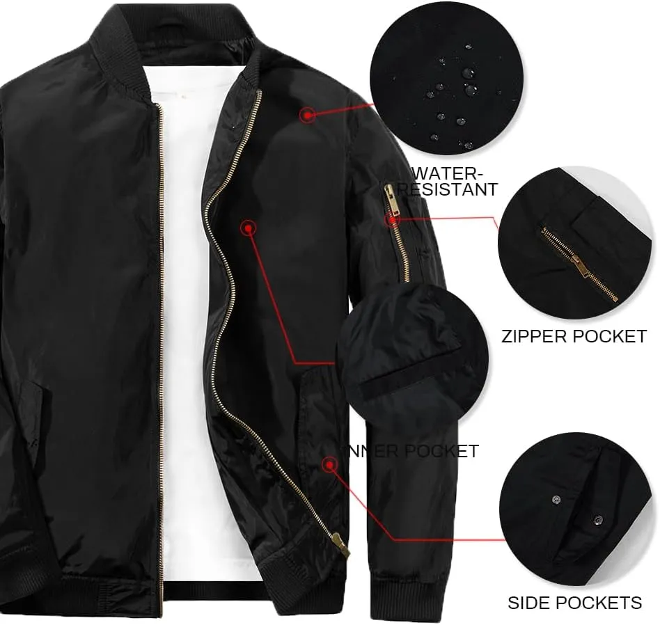 MADHERO Mens Bomber Jacket Lightweight Slim Fit Softshell Windbreaker
