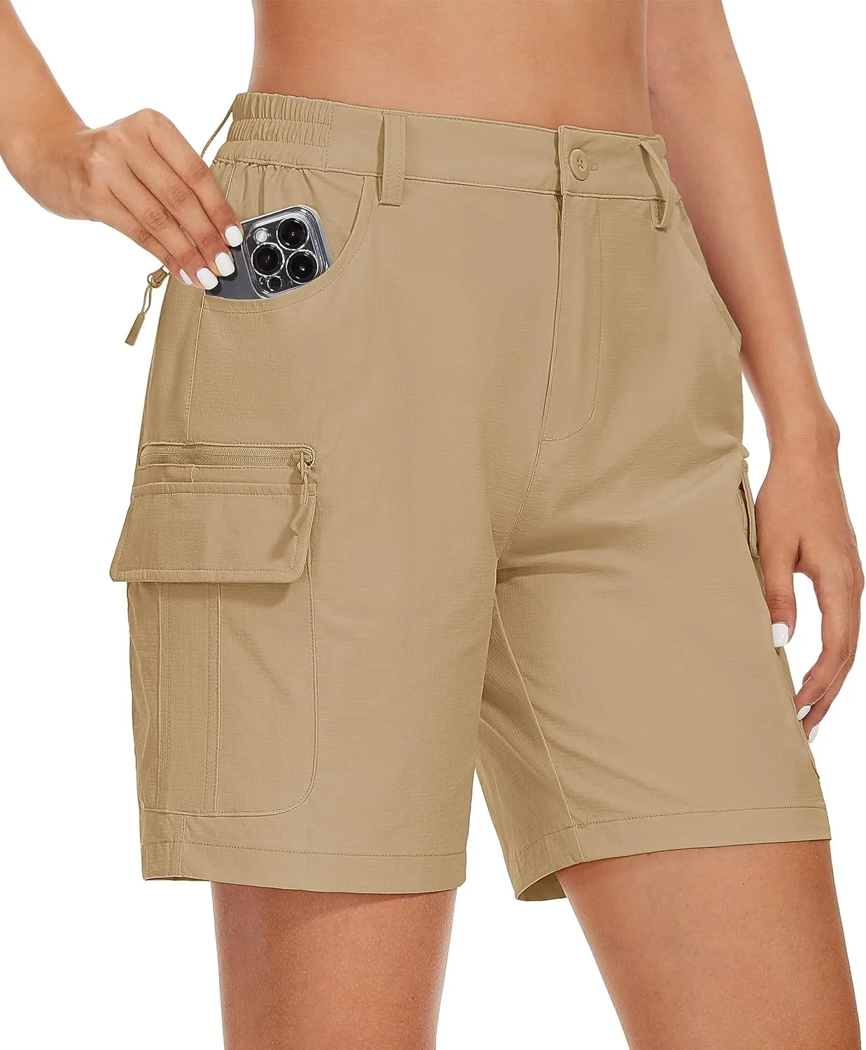 MAGCOMSEN Women's 7" Hiking Golf Shorts 6 Pockets Lightweight Quick Dry Outdoor Casual Cargo Shorts Water Resistant