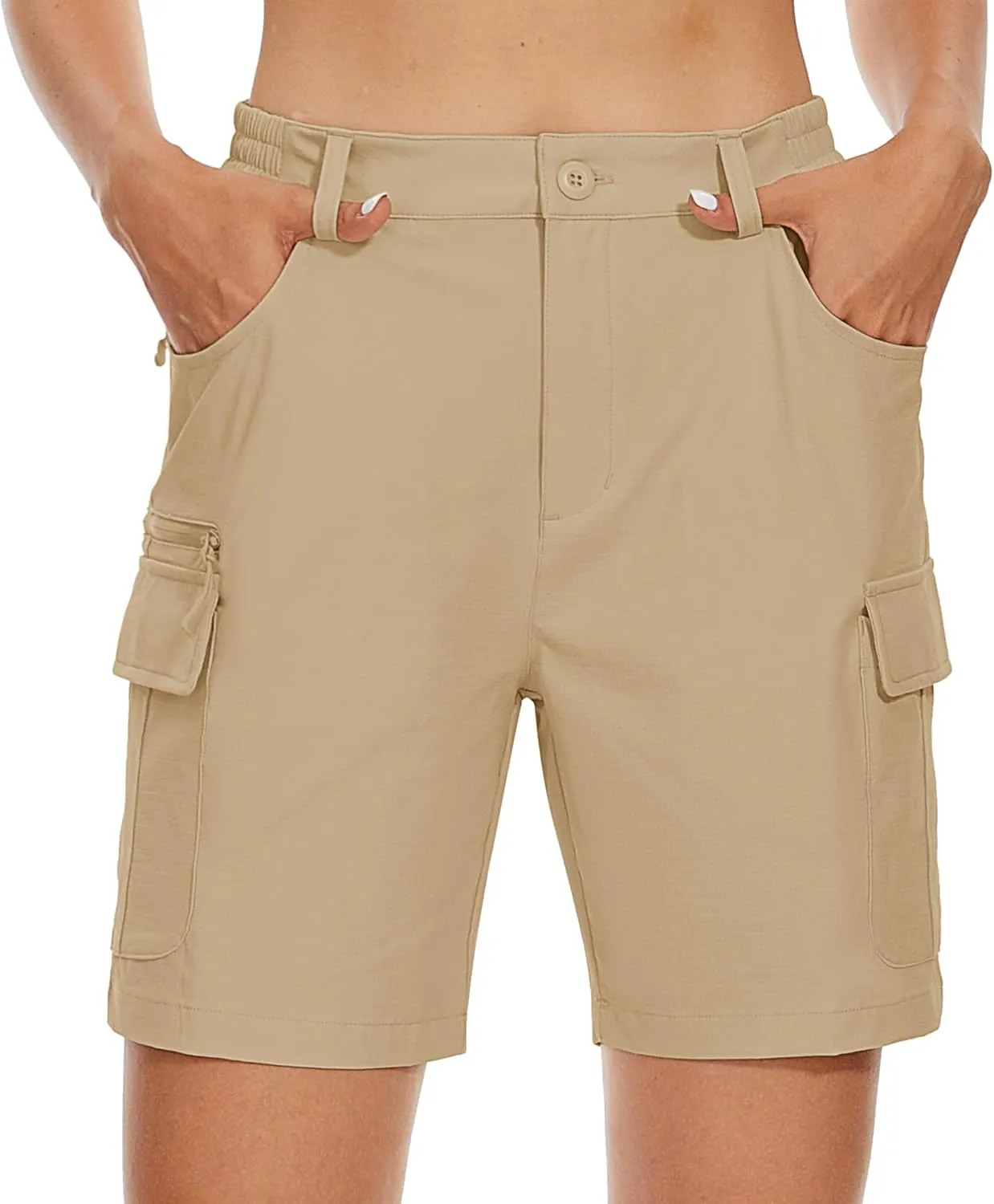 MAGCOMSEN Women's 7" Hiking Golf Shorts 6 Pockets Lightweight Quick Dry Outdoor Casual Cargo Shorts Water Resistant