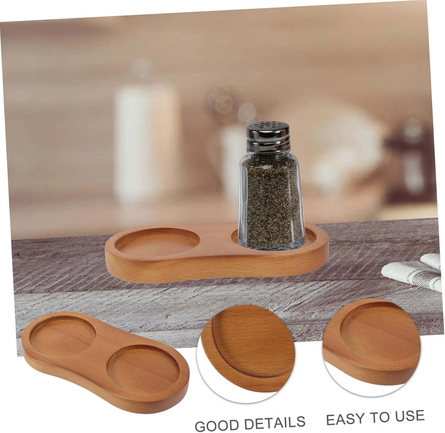 MAGICLULU Pepper Sauce Bottle Tray Wooden Salt Pepper Holder Counter Decor Wedding Present