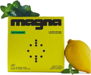 MAGNA Electrolyte Powder Drink Mix for Hydration, Energy & Focus Support with Magnesium L Threonate, Malate & Glycinate, Sodium, Potassium, Vitamin D, B6 & B12, Mint Lemonade Flavor, 24 Servings