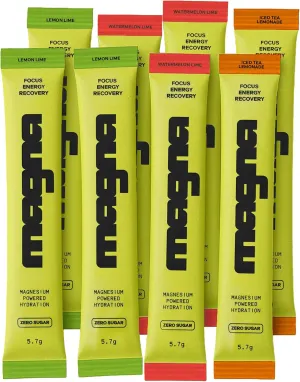 Magna Electrolyte Powder Drink Mix for Hydration, Energy & Focus Support with Magnesium L Threonate, Malate & Glycinate, Sodium, Potassium, Vitamin D, B6 & B12, Variety Pack, 8 Servings