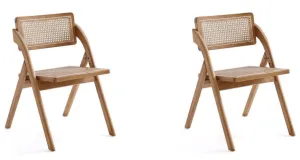 Manhattan Comfort Set of 2 Lambinet Folding Dining Chairs - Natural Cane|Ensemble 2 chaises de salle à manger pliantes Lambinet de Manhattan Comfort - cannage naturel