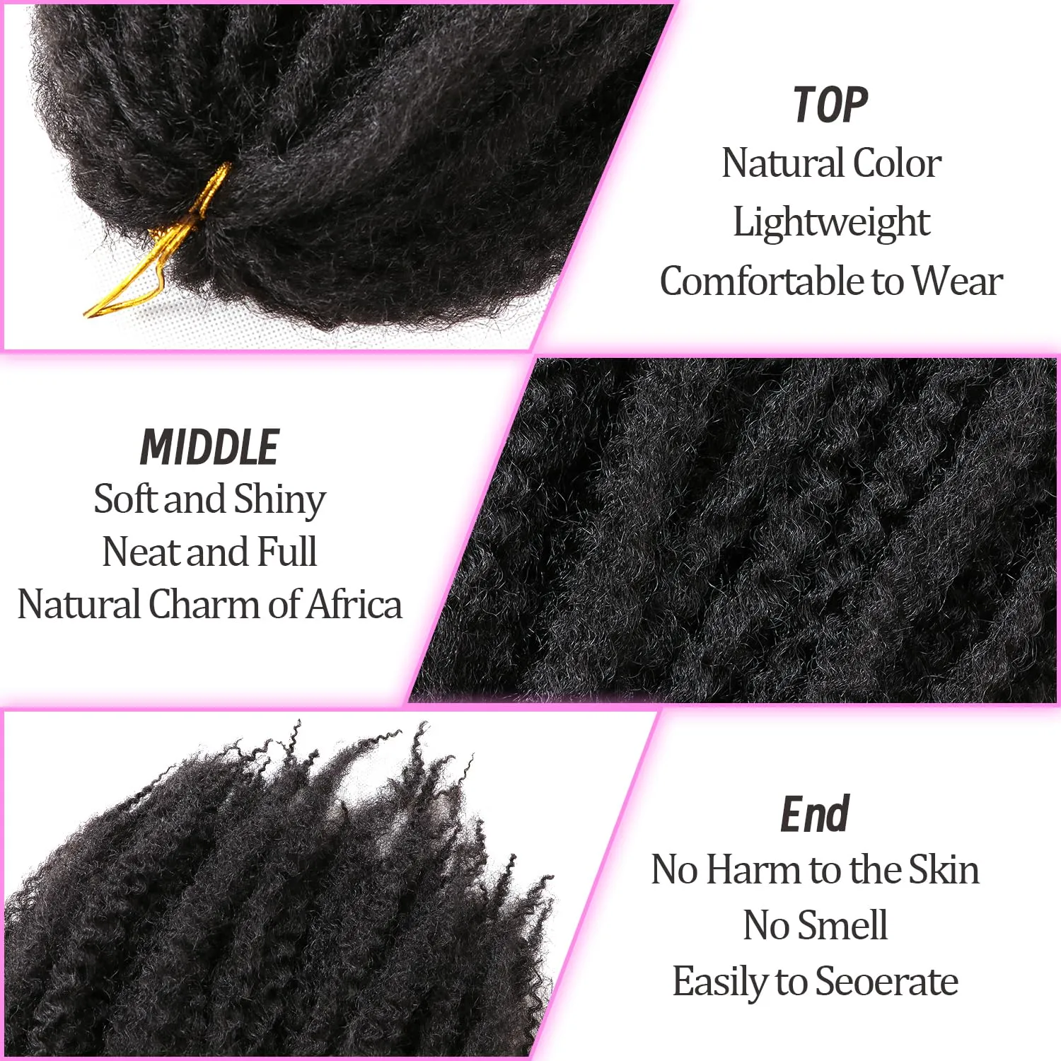 Marley Hair, 18 Inch Afro Kinky Curly Crochet Hair for Faux Locs, 3 Packs, #2