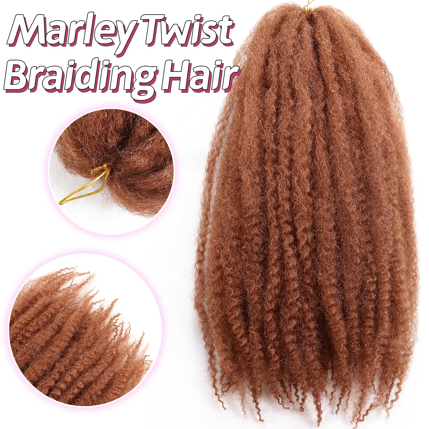 Marley Twist Braiding Hair-18 Inch 90Roots/unfold Soft Marley Twist Hair For Twists 3 Packs Lightweight Cuabn Twist Hair For Black Women(18 Inch 3 Packs, 30#)