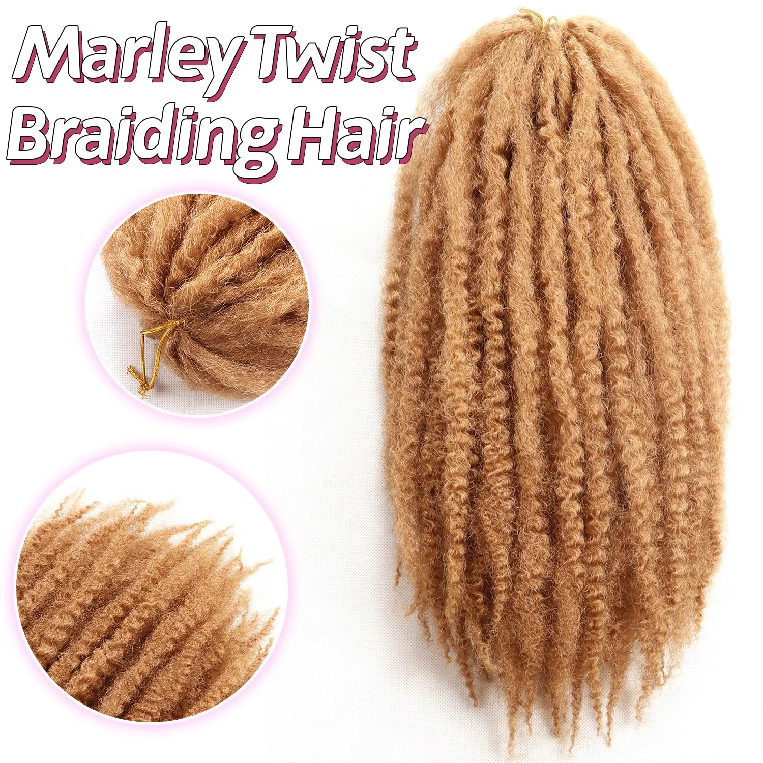Marley Twist Braiding Hair-18 Inch 90Roots/unfold Soft Marley Twist Hair For Twists 3 Packs Lightweight Cuabn Twist Hair For Black Women(18 Inch 3 Packs,27#)