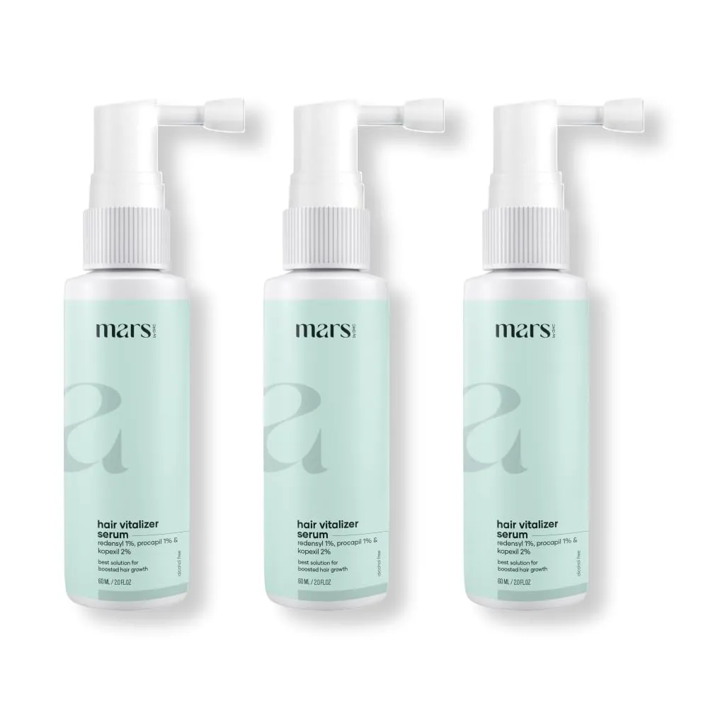 mars by GHC Hair Vitalizer (Pack of 3) - Essential for Hair Growth, Hair Fall Control, and Nourishment | Skin Care | Biotin | Improve Scalp Conditions | Boost Hair Growth and Density | Helps Thicken H