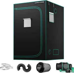 MARS HYDRO 4x4 Grow Tent (48"x48"x80") & iFresh 6 Inch Smart Inline Fan Combo Kit, Indoor Plant Growing Set, Maximizes Plant Yield in Hydroponics or Indoor Gardening