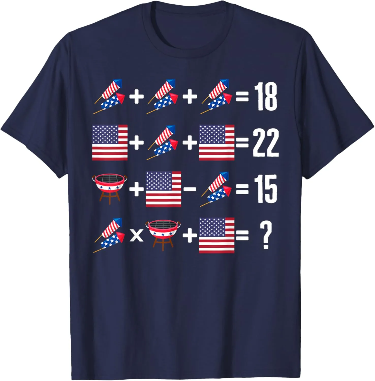 Math 4th Of July Order Of Operations USA Flag Firecracker BB T-Shirt