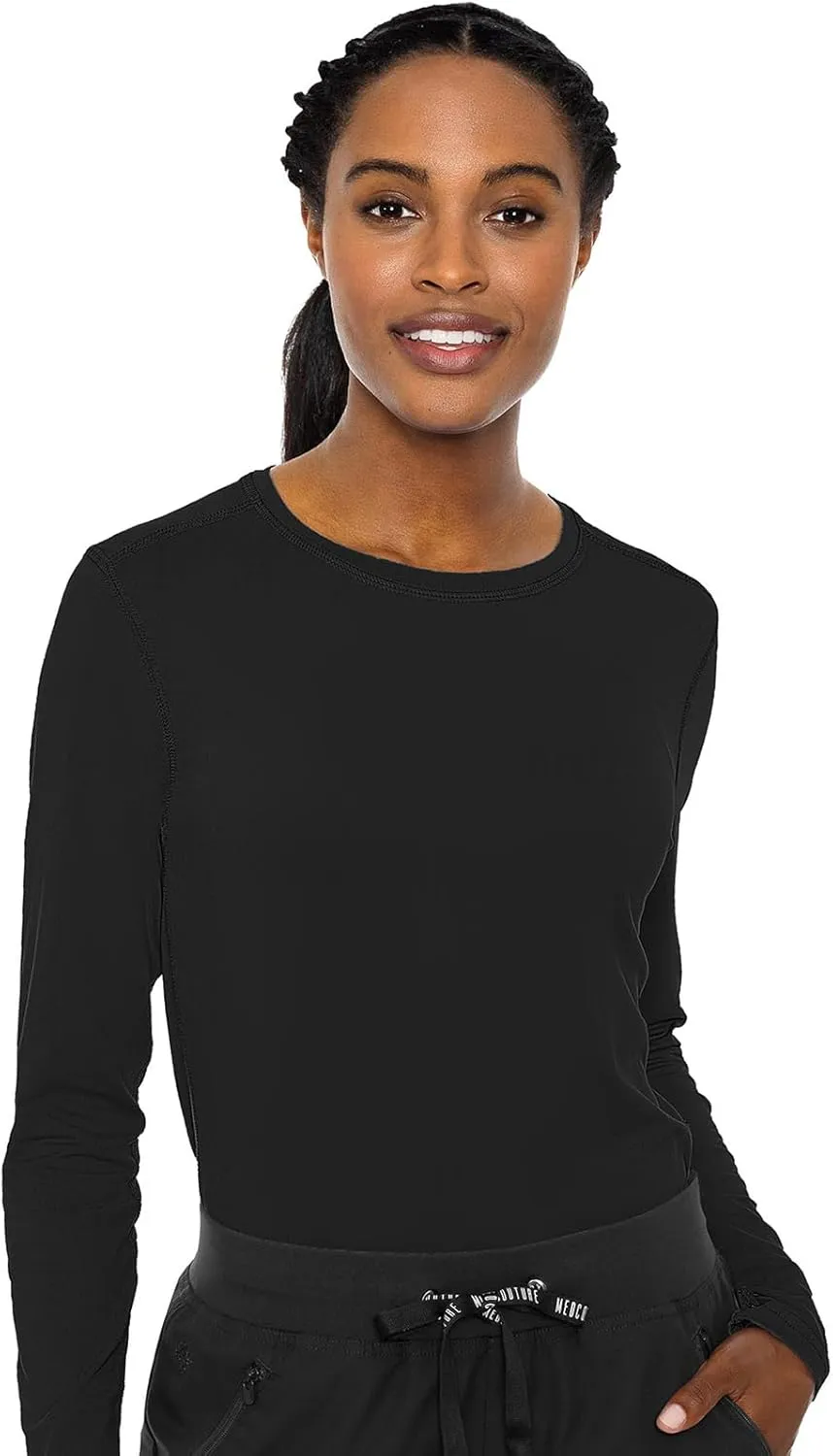 Med Couture Women's Underscrub Top Long Sleeve Performance Knit Tee, 360° Stretch, Lightweight & Ultra Soft Fabric - MC8499