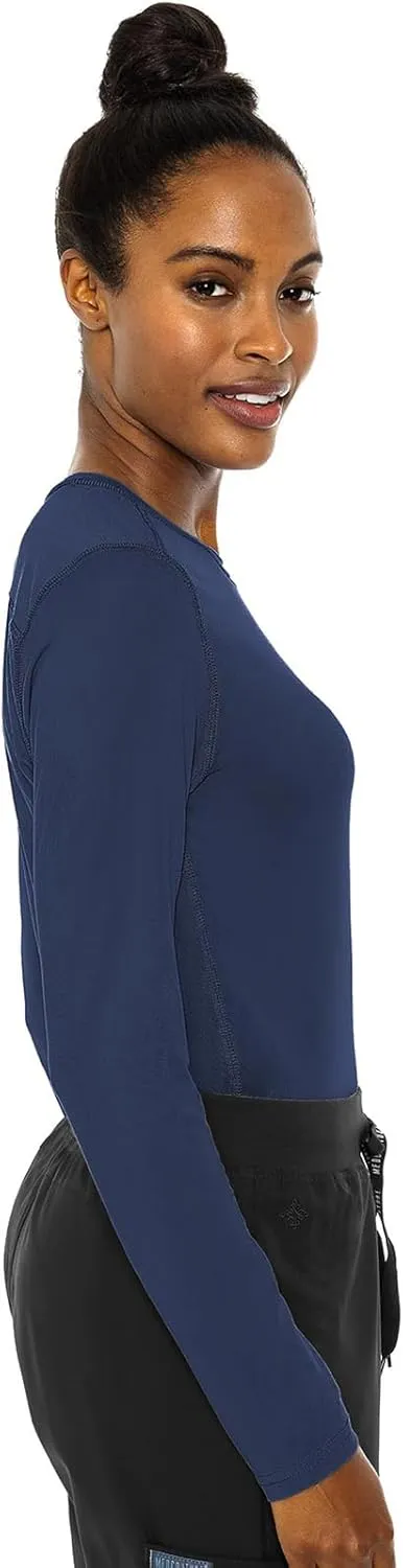 Med Couture Women's Underscrub Top Long Sleeve Performance Knit Tee, 360° Stretch, Lightweight & Ultra Soft Fabric - MC8499