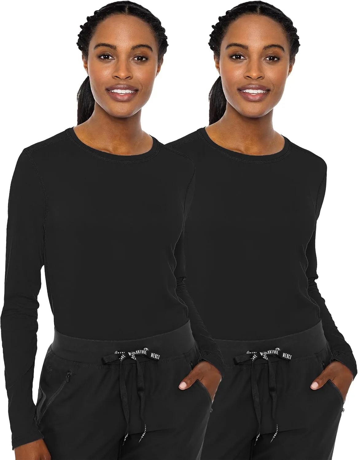 Med Couture Women's Underscrub Top Long Sleeve Performance Knit Tee, 360° Stretch, Lightweight & Ultra Soft Fabric - MC8499
