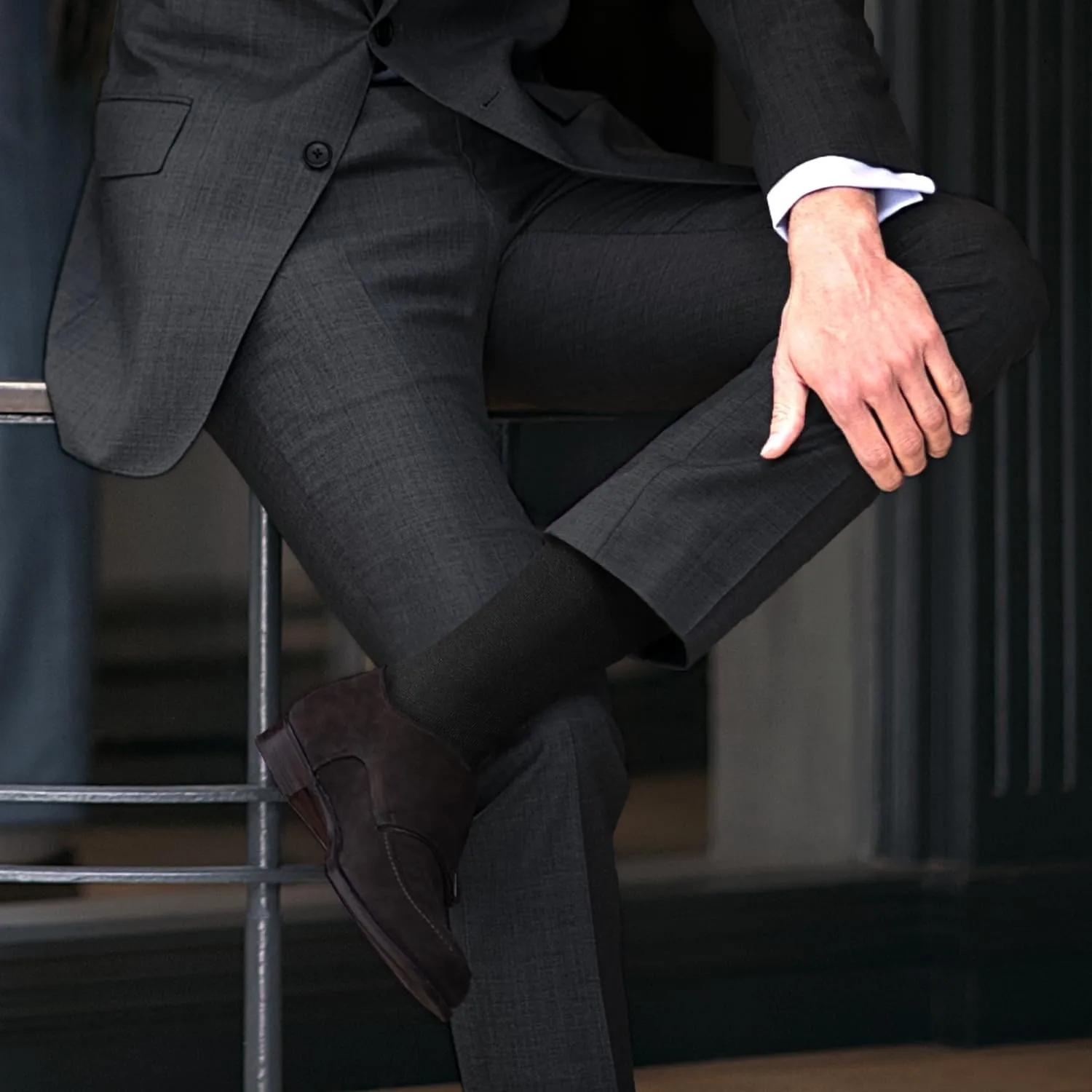 Mens Dress Socks, Lightweight Cotton Crew Socks, Super Soft and Breathable Socks for Men, Black Socks