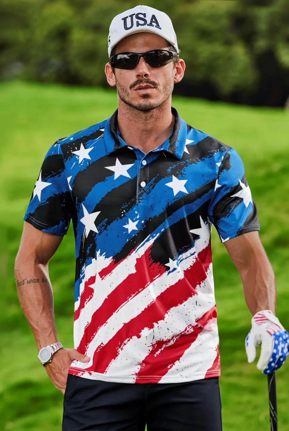 Men's Golf Polo Shirts Moisture Wicking Athletic Polos Dry Fit Performance Shirt (S-XXL)