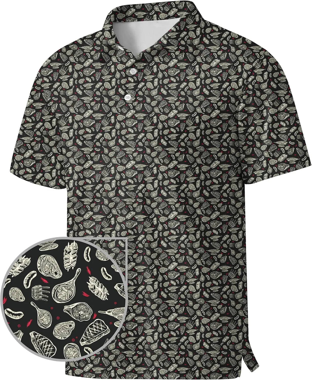 Men's Golf Shirts Moisture Wicking Quick Dry Performance Golf Polo Shirts for Men Fashion Print Short Sleeve Polo Shirts