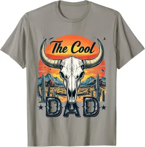 Mens The-Cool-Dad Country Western Cowboy Skull Daddy Father's Day T-Shirt