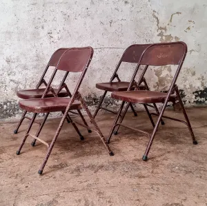 Metal Folding Chairs - Maroon