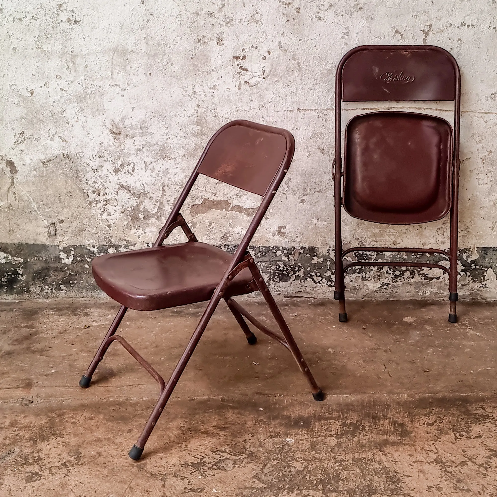 Metal Folding Chairs - Maroon
