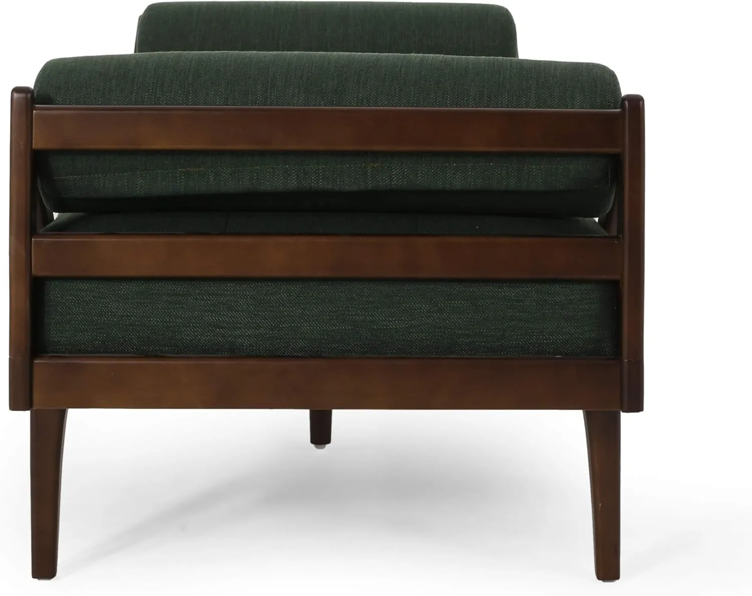 Mid-Century Chaise Lounge Indoor, Modern Chaise Lounge Chair with Double Armrest & Lumbar Pillow,Button Tufted Lounge Sofa Pinewood Frame for Bedroom, Living Room and Office (Blackish Green)