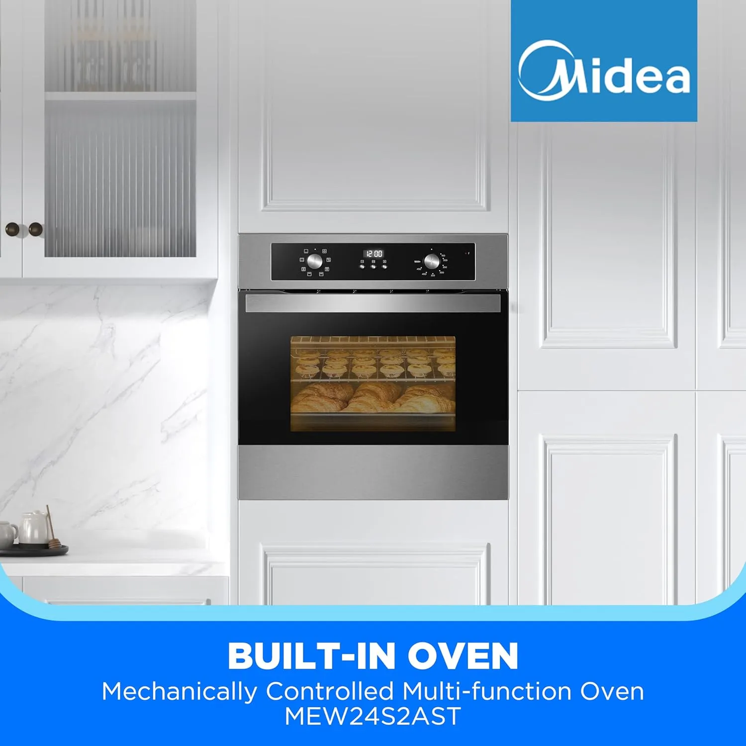 Midea MEW24S2AST Single Built-in Oven, 2.5 cu.ft Wall, Silver