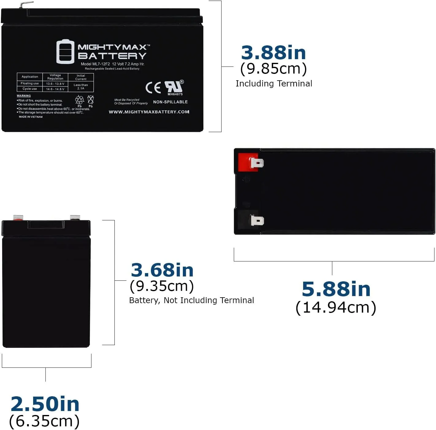 Mighty Max Battery 12V 7Ah F2 Replacement Battery for Cramer Powerflo Hydration System - 4 Pack