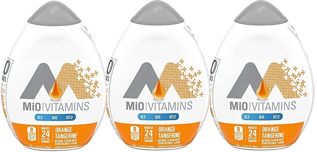 MiO Liquid Flavor Enhancer with Vitamins B3, B6, B12-3 Pack(Orange Tangerine)