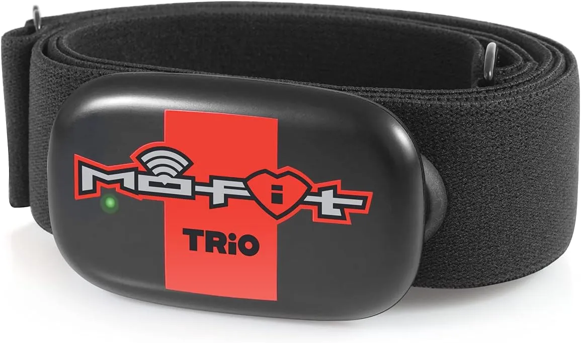 Mo-Fit Trio - Heart Rate Monitor Chest Strap/HRM for Apple, Android, Peloton, Garmin, Polar, Wahoo, Strava, Zwift, ANT , 5.3 kHz Gym Equipment, and Most Bluetooth 5.0/4.0 Enabled Fitness Devices