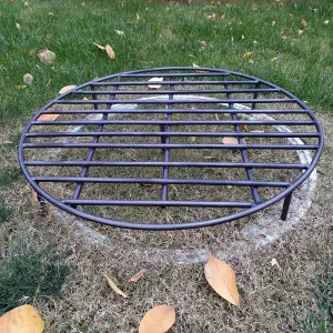 Modern Solid Black Heavy Duty Round BBQ Grill Grate | Adjustable Legs BBQ Grill Grate for Outdoor Fire Pits | Made in Canada– Model # BBQ421