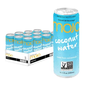 MOJO Coconut Water | Hydration Drink & Sports Drink | Electrolytes Beverage 1043 mg | Vitamin B & C | Hydration Drink for Skin & Body | 11.1 Oz (Pack Of 12)