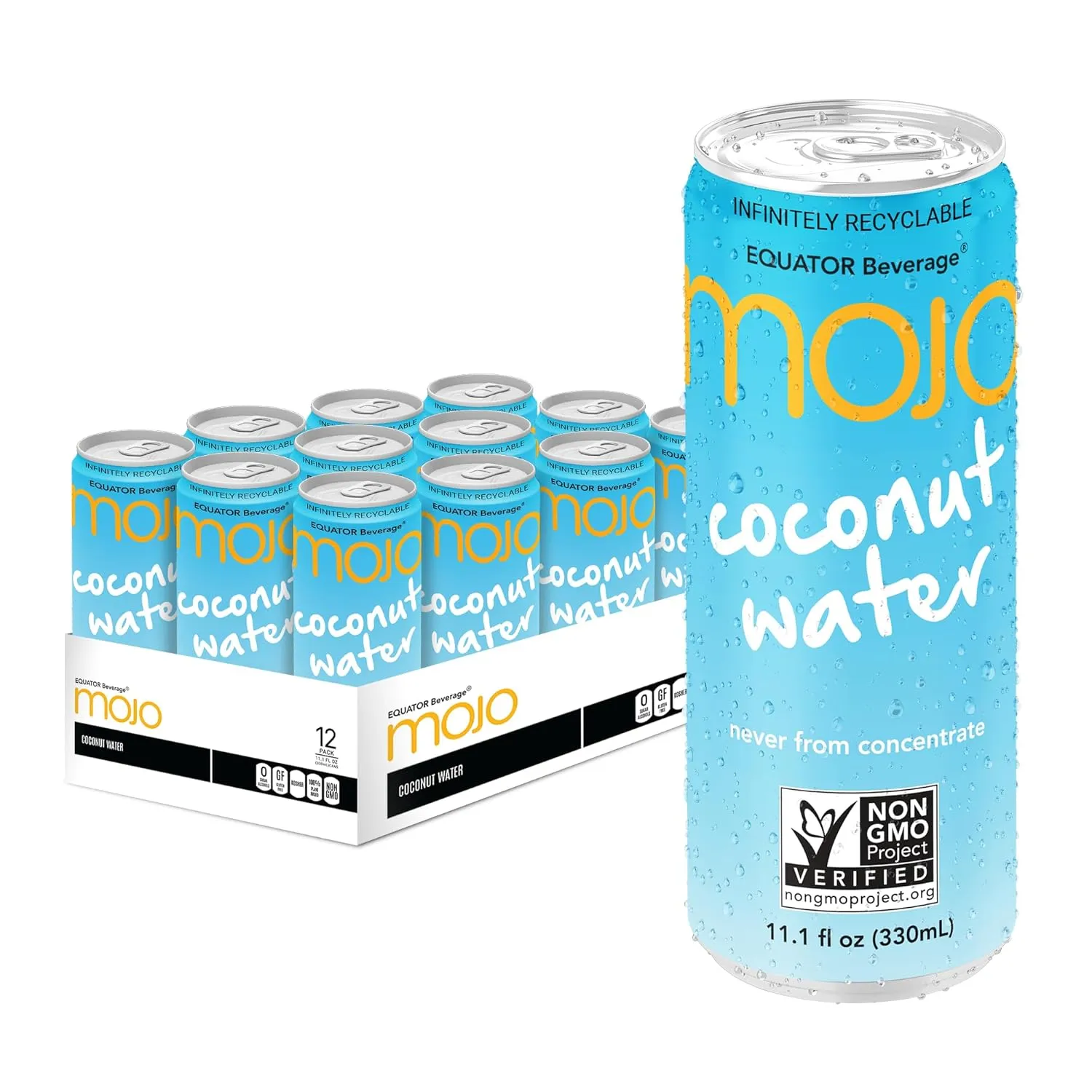 MOJO Coconut Water | Hydration Drink & Sports Drink | Electrolytes Beverage 1043 mg | Vitamin B & C | Hydration Drink for Skin & Body | 11.1 Oz (Pack Of 12)