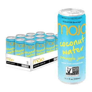 MOJO Coconut Water   Pineapple Juice | Hydration Drink & Sports Drink | Electrolytes Beverage 1043 mg | Vitamin B & C | Hydration Drink for Skin & Body | 11.1 Oz (Pack Of 12)