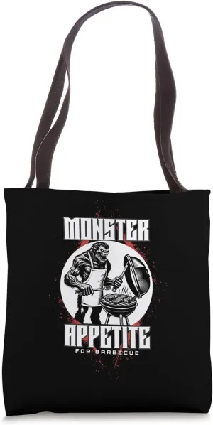 Monster Appetite For Barbecue Funny BBQ Graphic Tote Bag