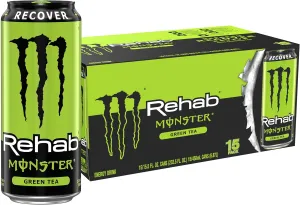 Monster Energy Rehab Green Tea   Energy, Energy Iced Tea, Energy Drink 15.5 Ounce (Pack of 15)