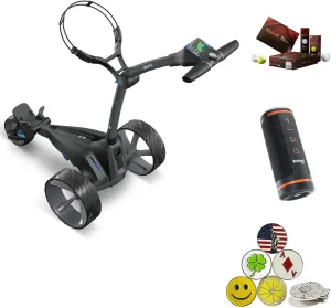 Motocaddy New M5 GPS DHC Electric Caddy Cart Bundle with Holders for Umbrella/Scorecard/Drink, Device Cradle, Bushnell Wingman, 1 Dozen Volvik Golf Ball, 5 Ball Markers, & 1 Magnetic Hat Clip