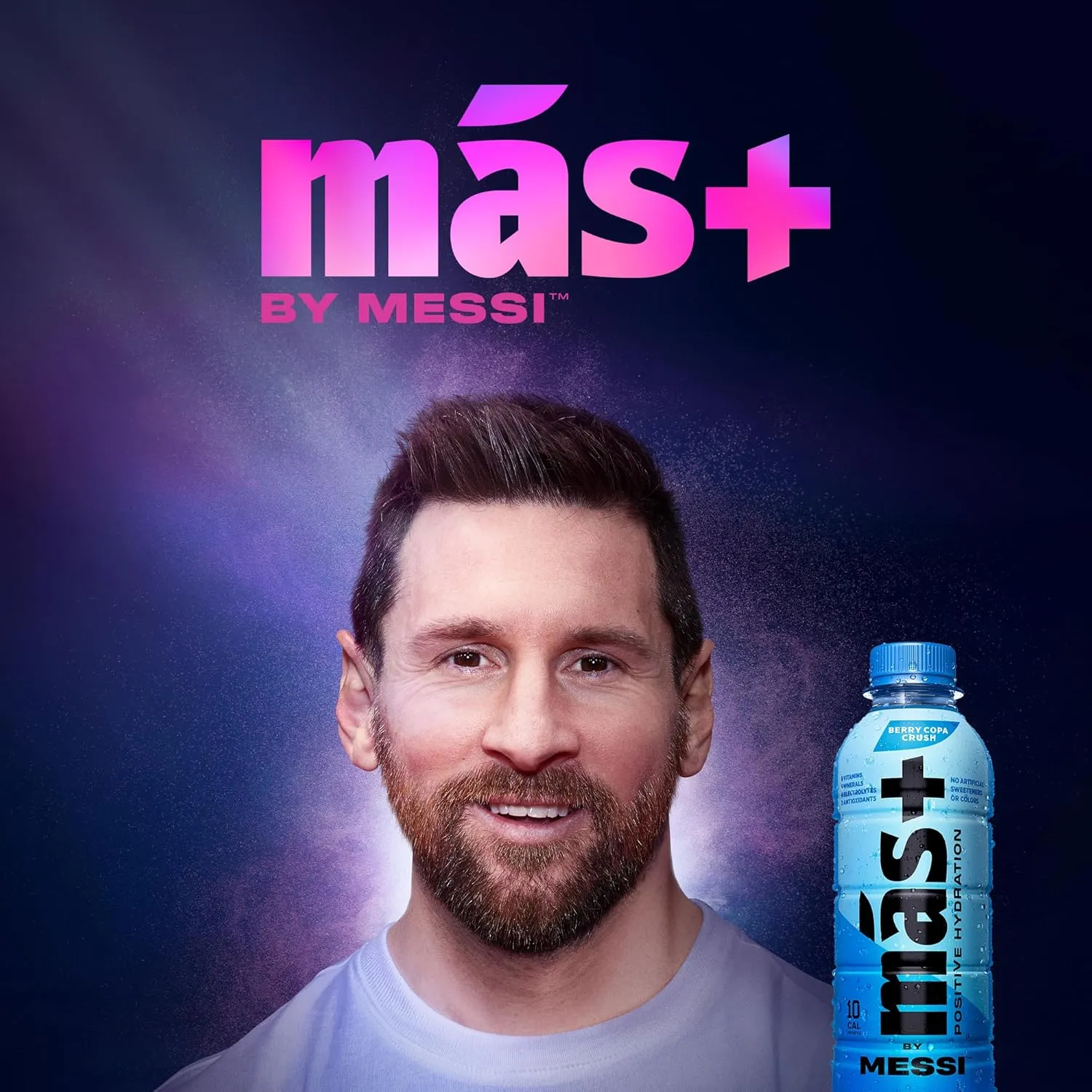 Más  by Messi 16.9oz Berry Copa Crush, Sports Drink & Hydration Beverage, Natural Flavors with Vitamins and Electrolytes, No Artificial Sweeteners or Colors, 12-pack