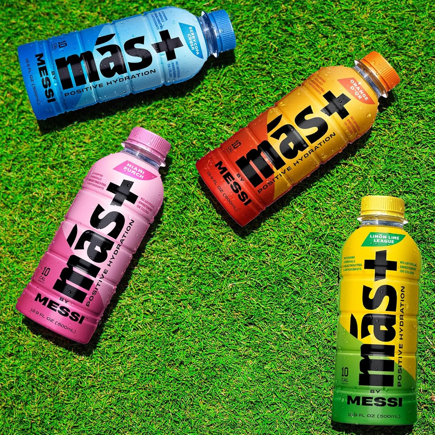 Más  by Messi 16.9oz Berry Copa Crush, Sports Drink & Hydration Beverage, Natural Flavors with Vitamins and Electrolytes, No Artificial Sweeteners or Colors, 12-pack
