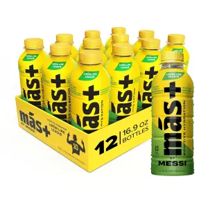 Más  by Messi 16.9oz Limón Lime League, Sports Drink & Hydration Beverage, Natural Flavors with Vitamins and Electrolytes, No Artificial Sweeteners or Colors, 12-pack