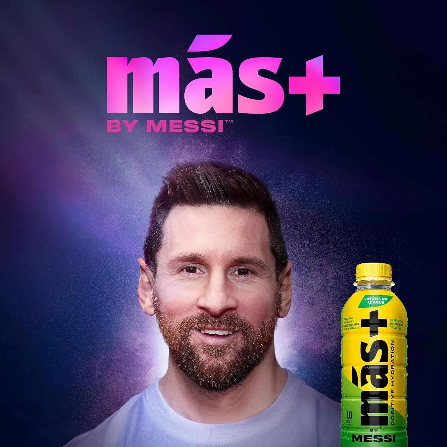 Más  by Messi 16.9oz Limón Lime League, Sports Drink & Hydration Beverage, Natural Flavors with Vitamins and Electrolytes, No Artificial Sweeteners or Colors, 12-pack
